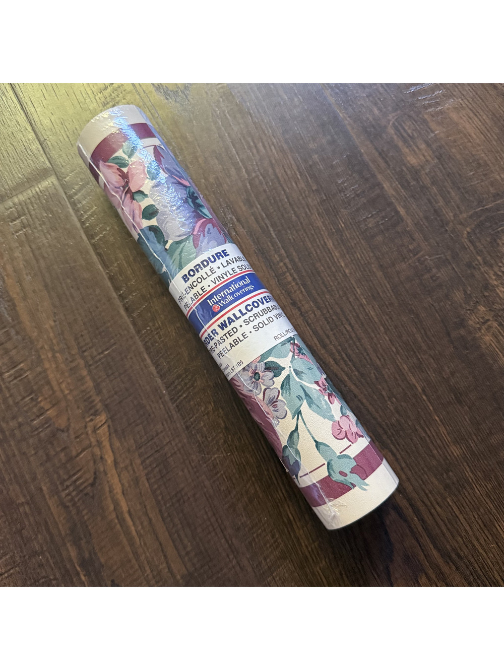 VTG International Wallcoverings Floral Wallpaper Border Pink Mauve NOS 16.4 Ft